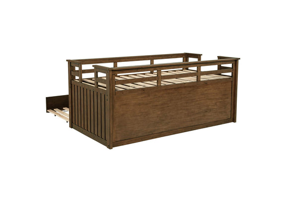 400716T Carlsbad Wood Twin Captains Bed With Trundle Medium Brown