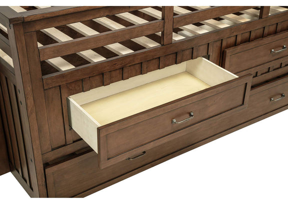 400716T Carlsbad Wood Twin Captains Bed With Trundle Medium Brown