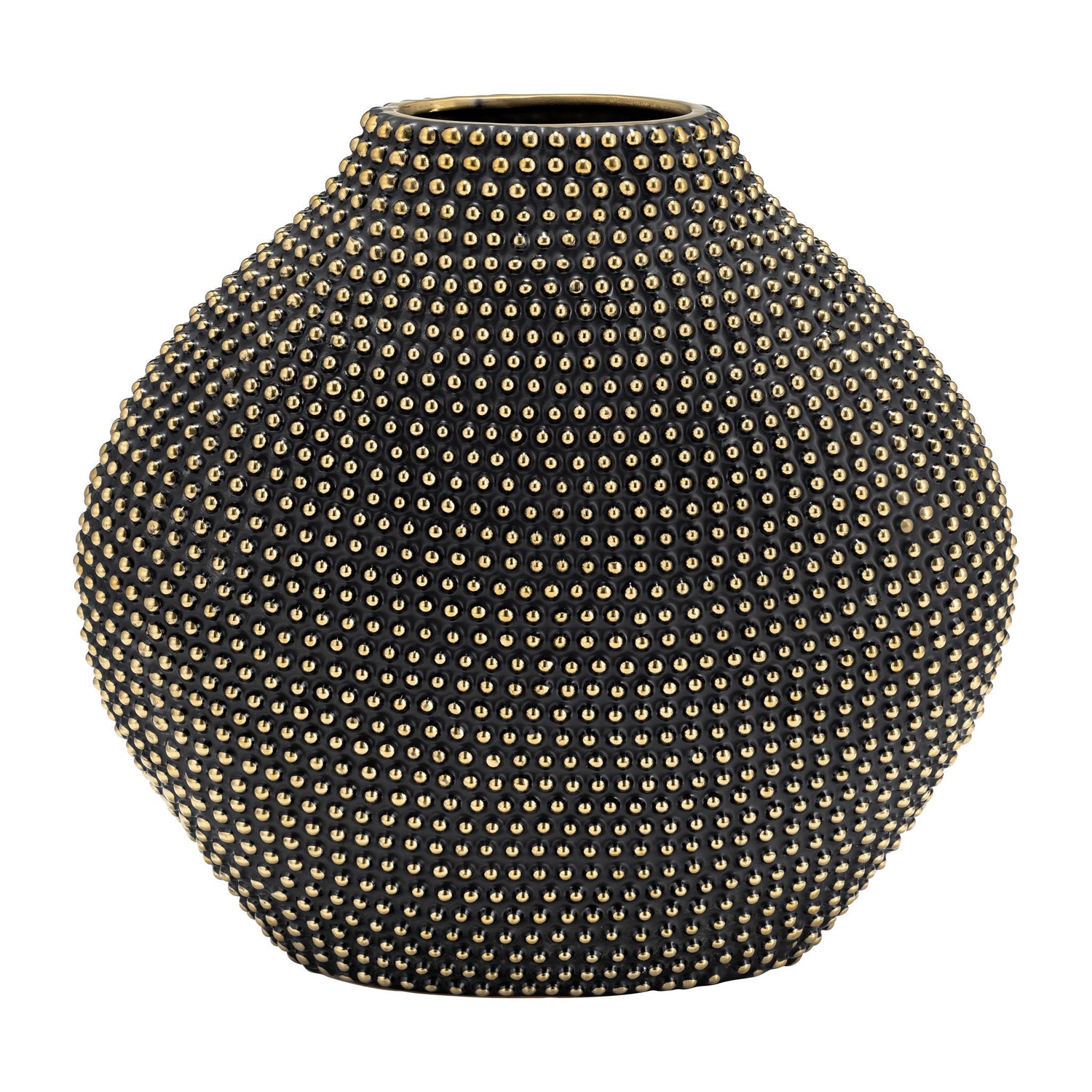 Ceramic Beaded Vase 16" - Black / Gold