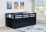 401980T Carlsbad Wood Twin Captains Bed With Trundle Navy Blue