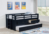 401980T Carlsbad Wood Twin Captains Bed With Trundle Navy Blue