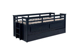 401980T Carlsbad Wood Twin Captains Bed With Trundle Navy Blue