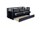 401980T Carlsbad Wood Twin Captains Bed With Trundle Navy Blue
