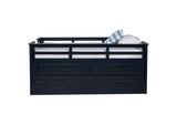 401980T Carlsbad Wood Twin Captains Bed With Trundle Navy Blue
