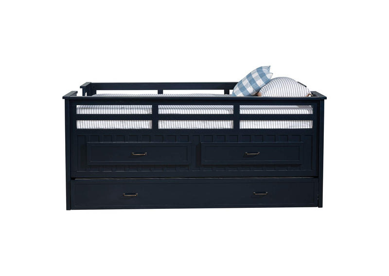 401980T Carlsbad Wood Twin Captains Bed With Trundle Navy Blue