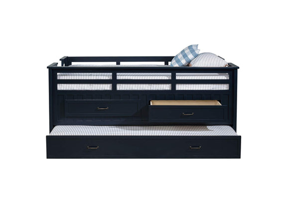 401980T Carlsbad Wood Twin Captains Bed With Trundle Navy Blue