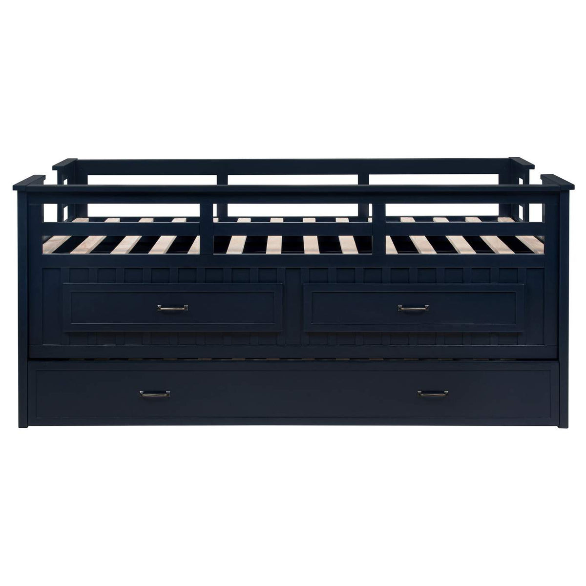 401980T Carlsbad Wood Twin Captains Bed With Trundle Navy Blue