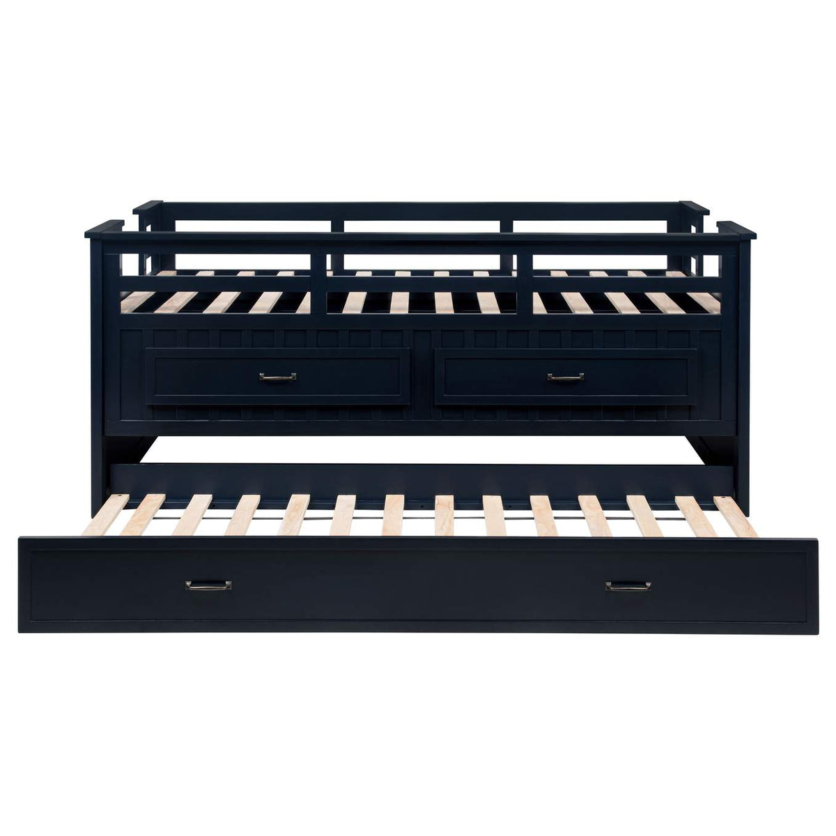 401980T Carlsbad Wood Twin Captains Bed With Trundle Navy Blue