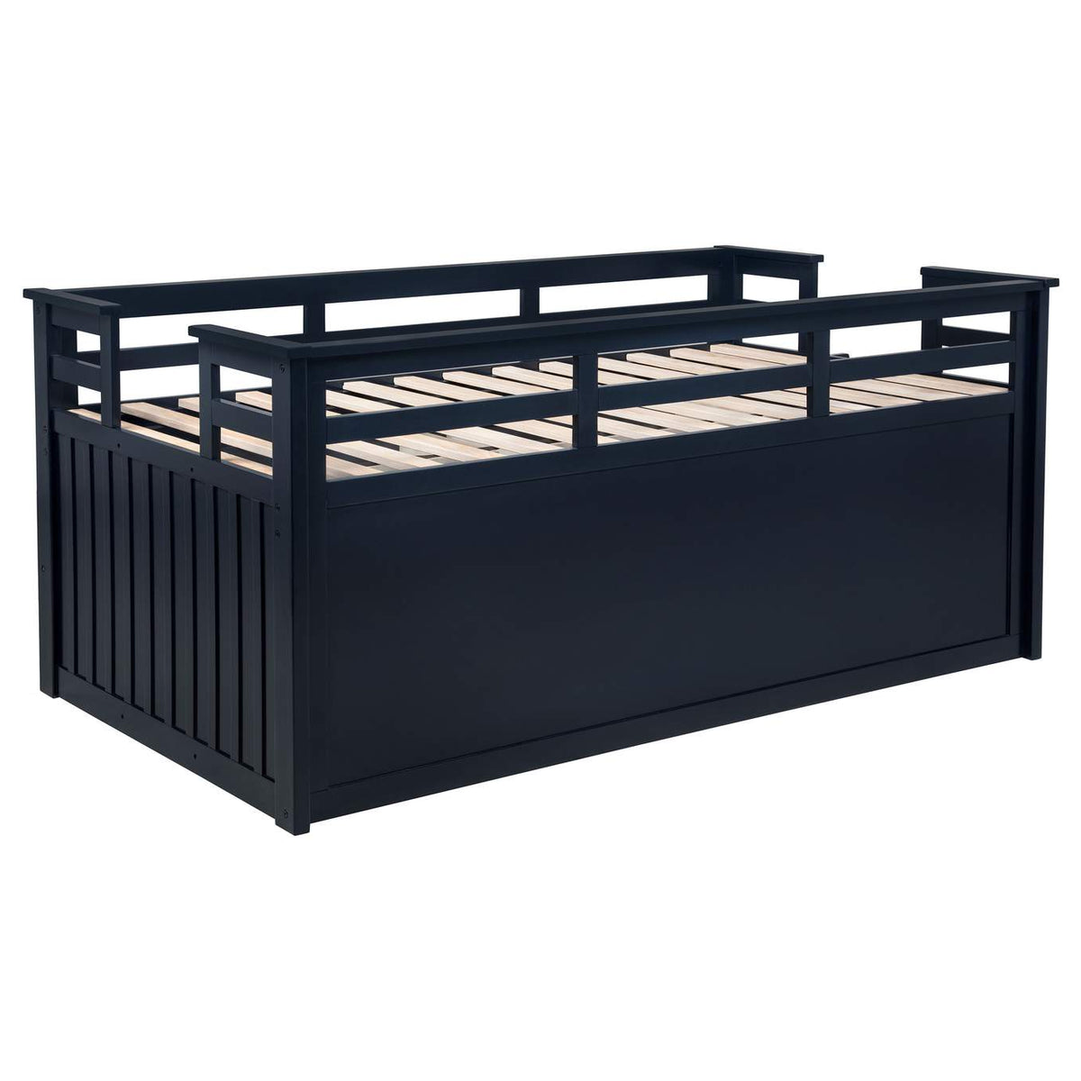 401980T Carlsbad Wood Twin Captains Bed With Trundle Navy Blue