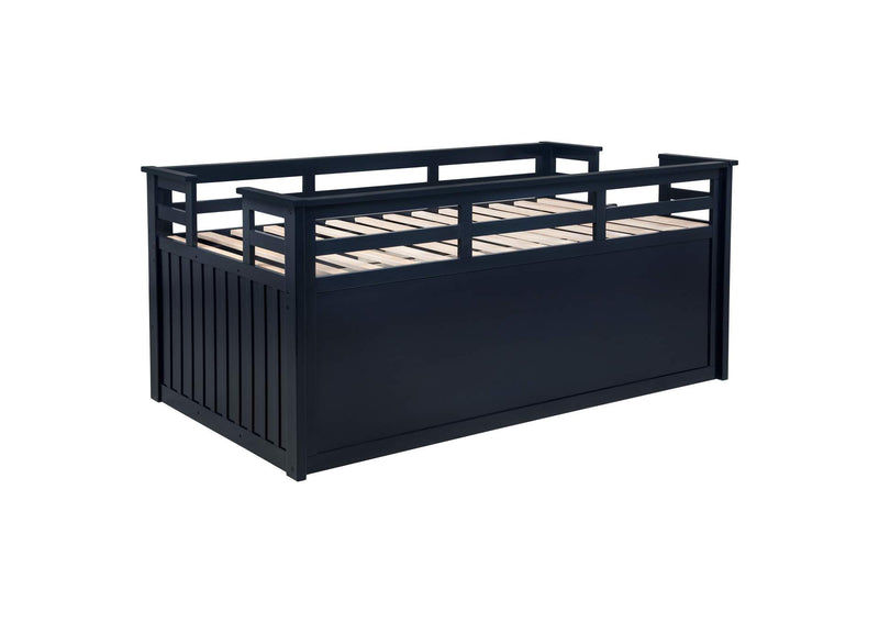 401980T Carlsbad Wood Twin Captains Bed With Trundle Navy Blue
