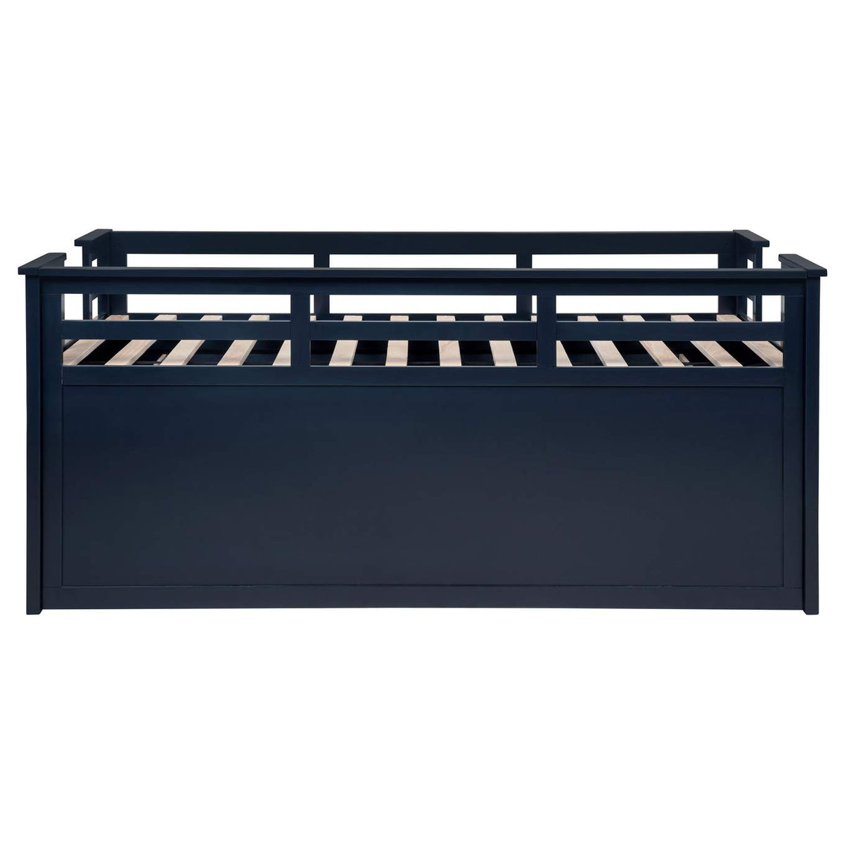 401980T Carlsbad Wood Twin Captains Bed With Trundle Navy Blue
