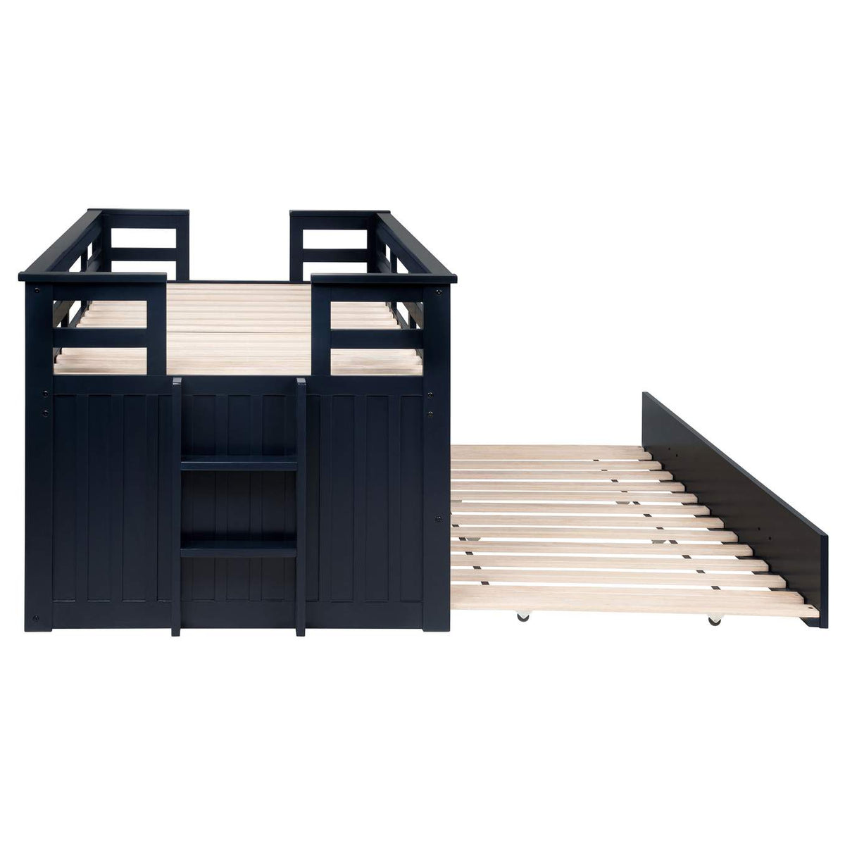401980T Carlsbad Wood Twin Captains Bed With Trundle Navy Blue