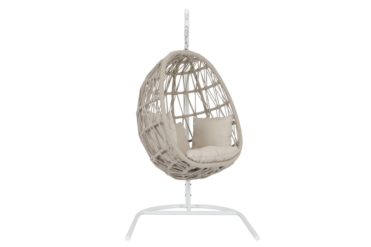 Dana - Rope Hanging Club Chair, With Self Welt - Linen Canvas