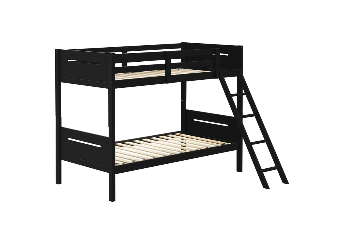Littleton Wood Twin Over Twin Bunk Bed Black