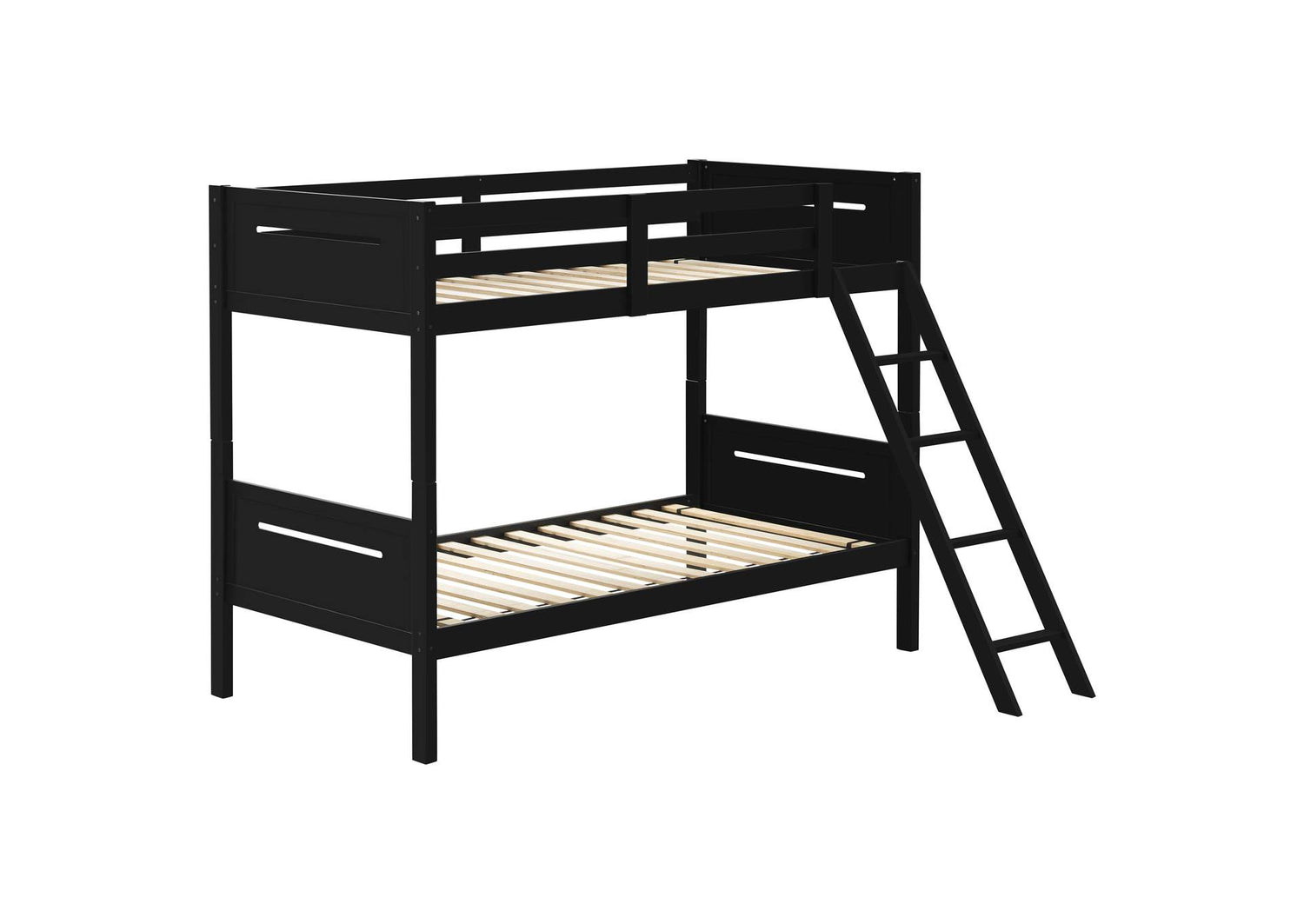 Littleton Wood Twin Over Twin Bunk Bed Black
