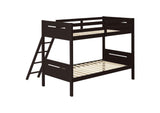 405051BRN Littleton Wood Twin Over Twin Bunk Bed Espresso