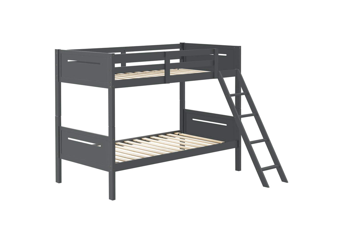 Littleton Wood Twin Over Twin Bunk Bed Grey
