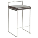Fuji - Stackable Counter Stool (Set of 2) - Brown Faux Leather