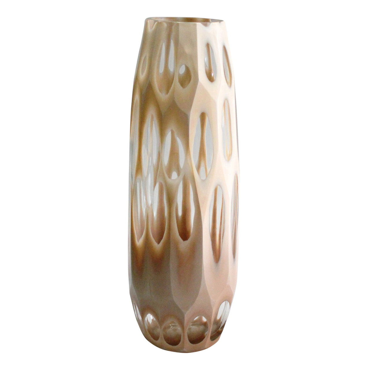 18" Reed Large Chiseled Vase - Tan