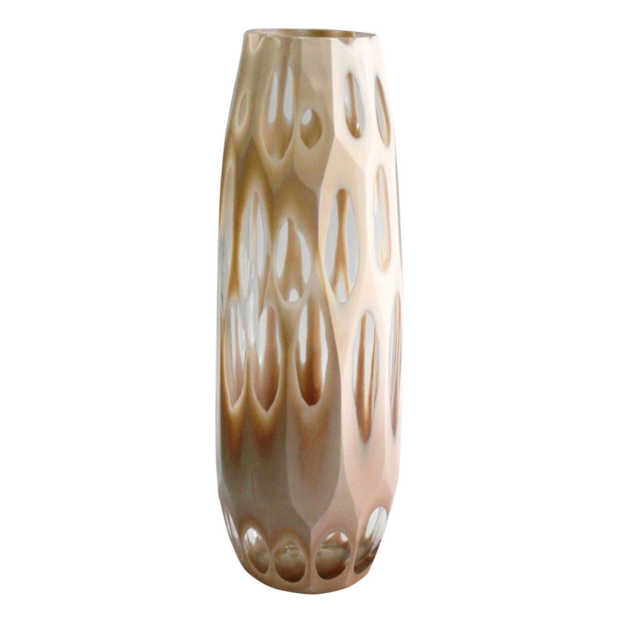 18" Reed Large Chiseled Vase - Tan