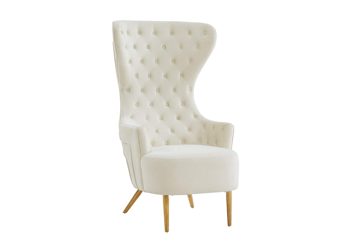 TOV-IHS68205 Jezebel Cream Velvet Wingback Chair