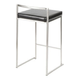 Fuji - Stackable Counter Stool (Set of 2) - Black Faux Leather