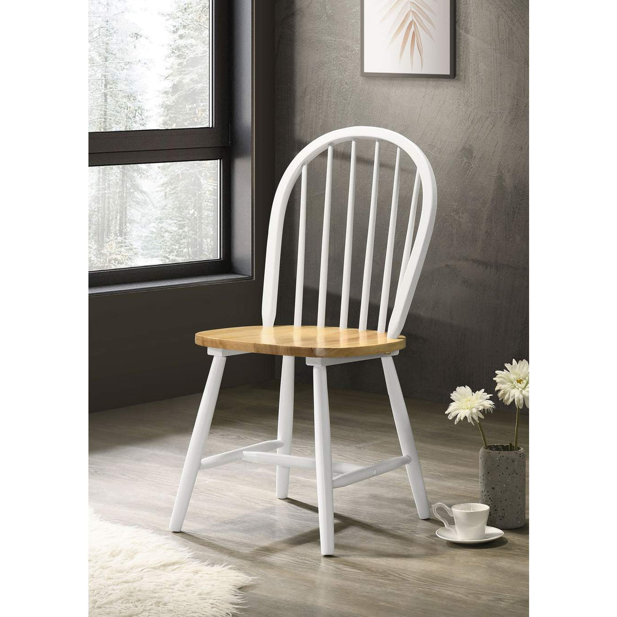 4129 Cinder Wood Dining Side Chair White (Set of 4)
