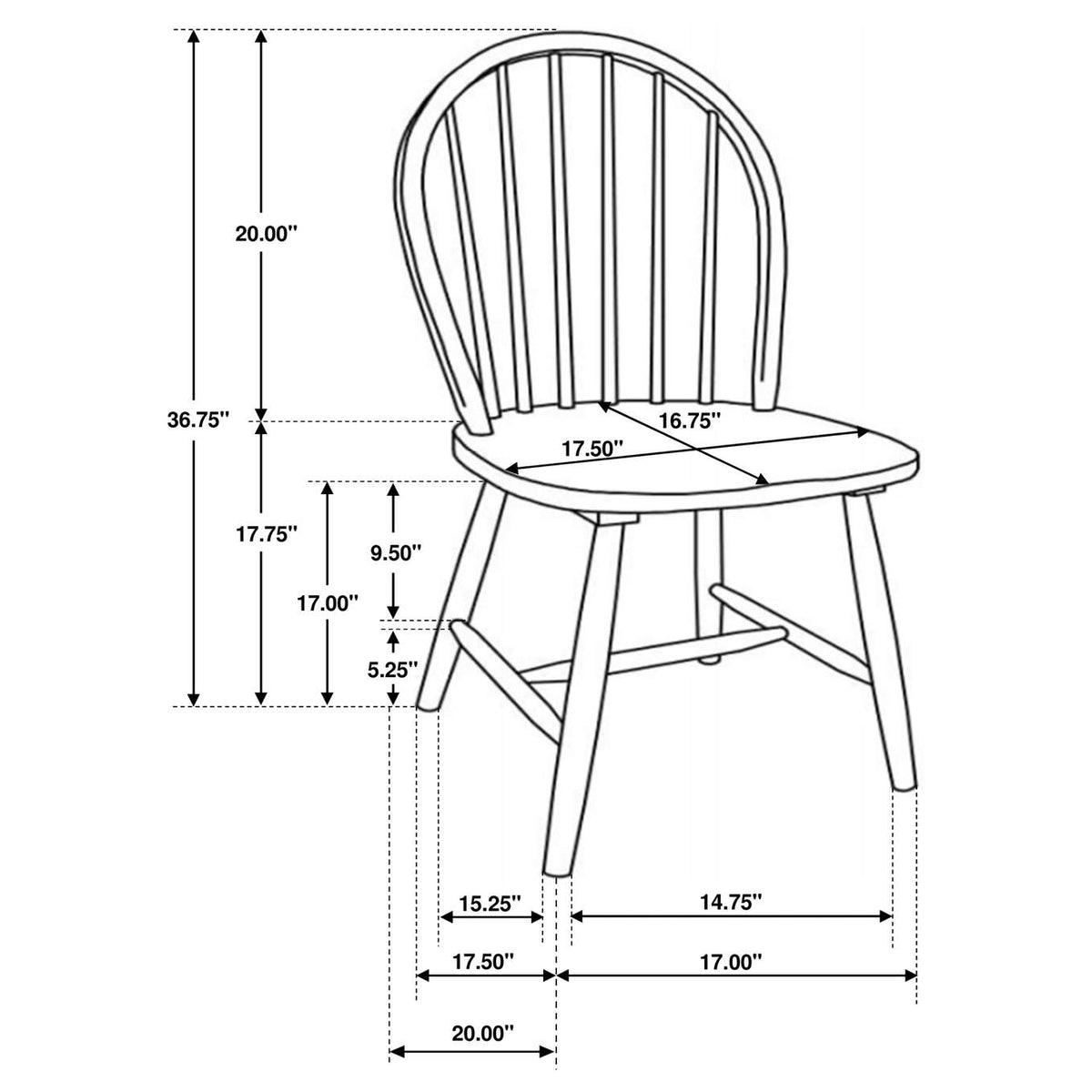 4129 Cinder Wood Dining Side Chair White (Set of 4)