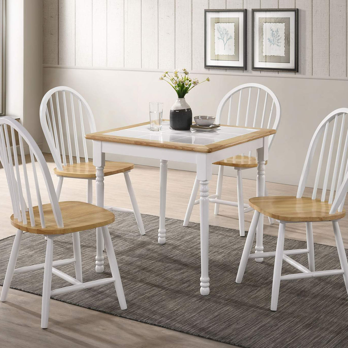 4129 Cinder Wood Dining Side Chair White (Set of 4)