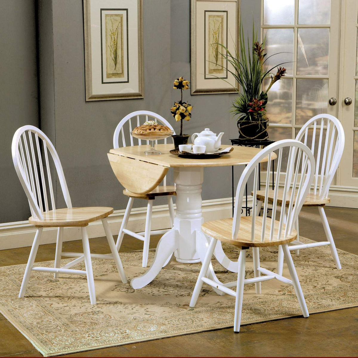 4129 Cinder Wood Dining Side Chair White (Set of 4)