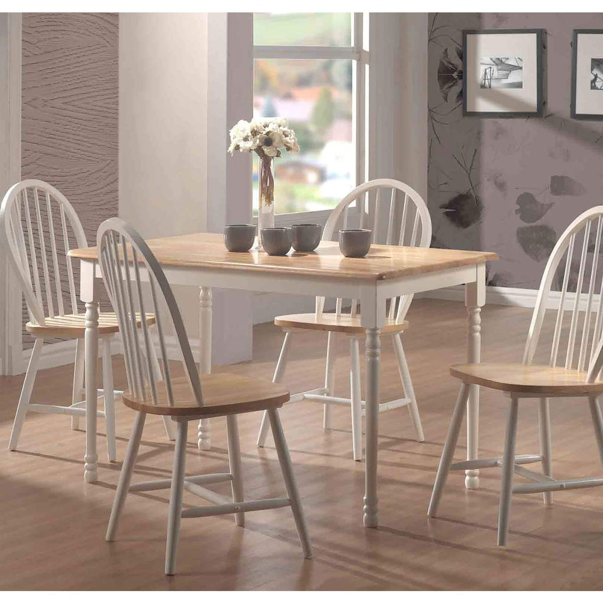 4129 Cinder Wood Dining Side Chair White (Set of 4)