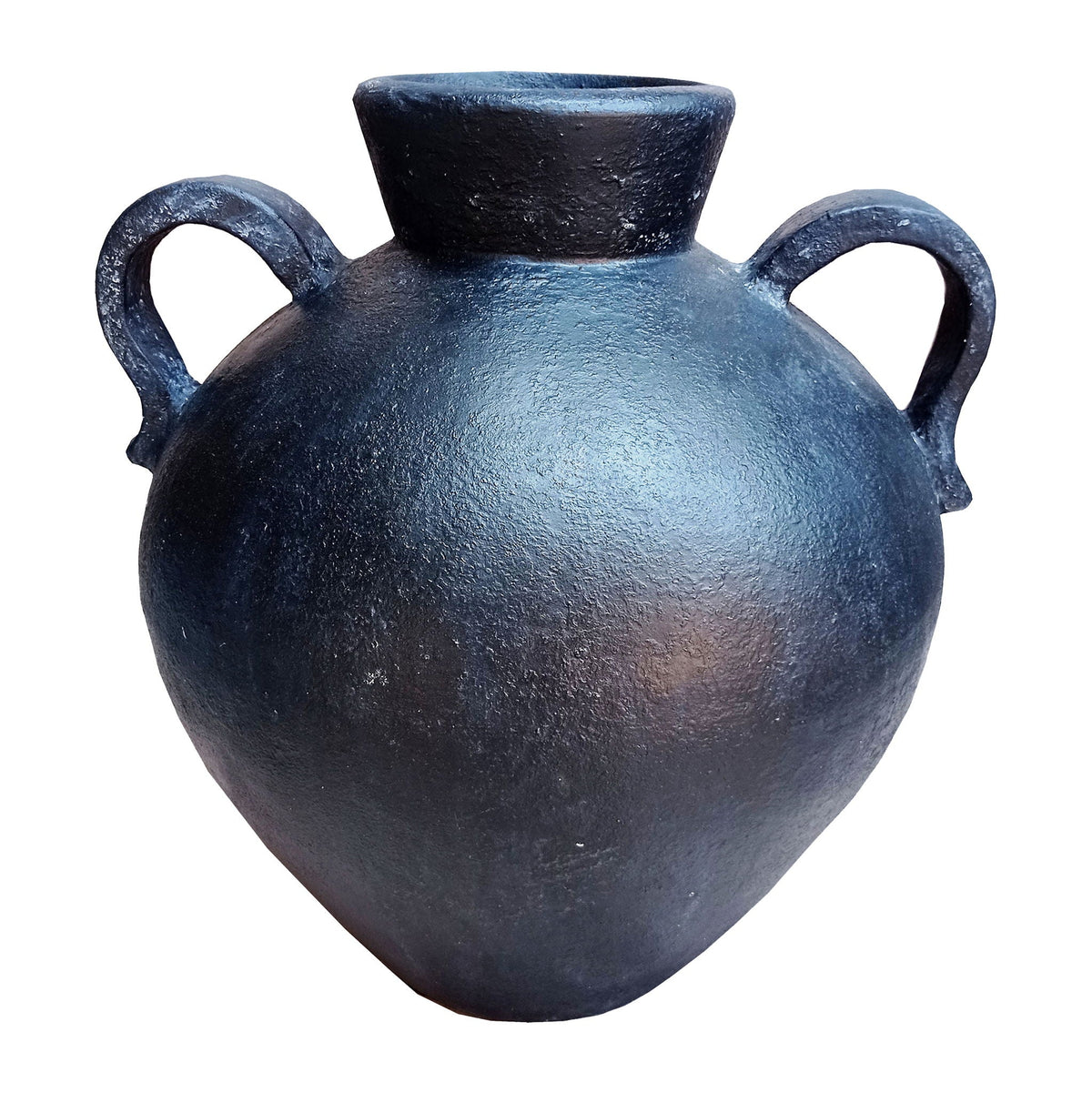 Terracotta 17" Organic Jug With 2 Handles - Black