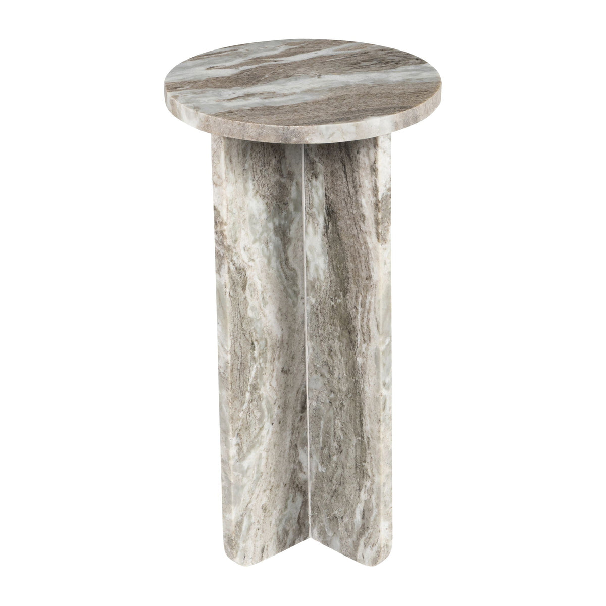 22" Belliso Large Rounded Marble Table - Brown