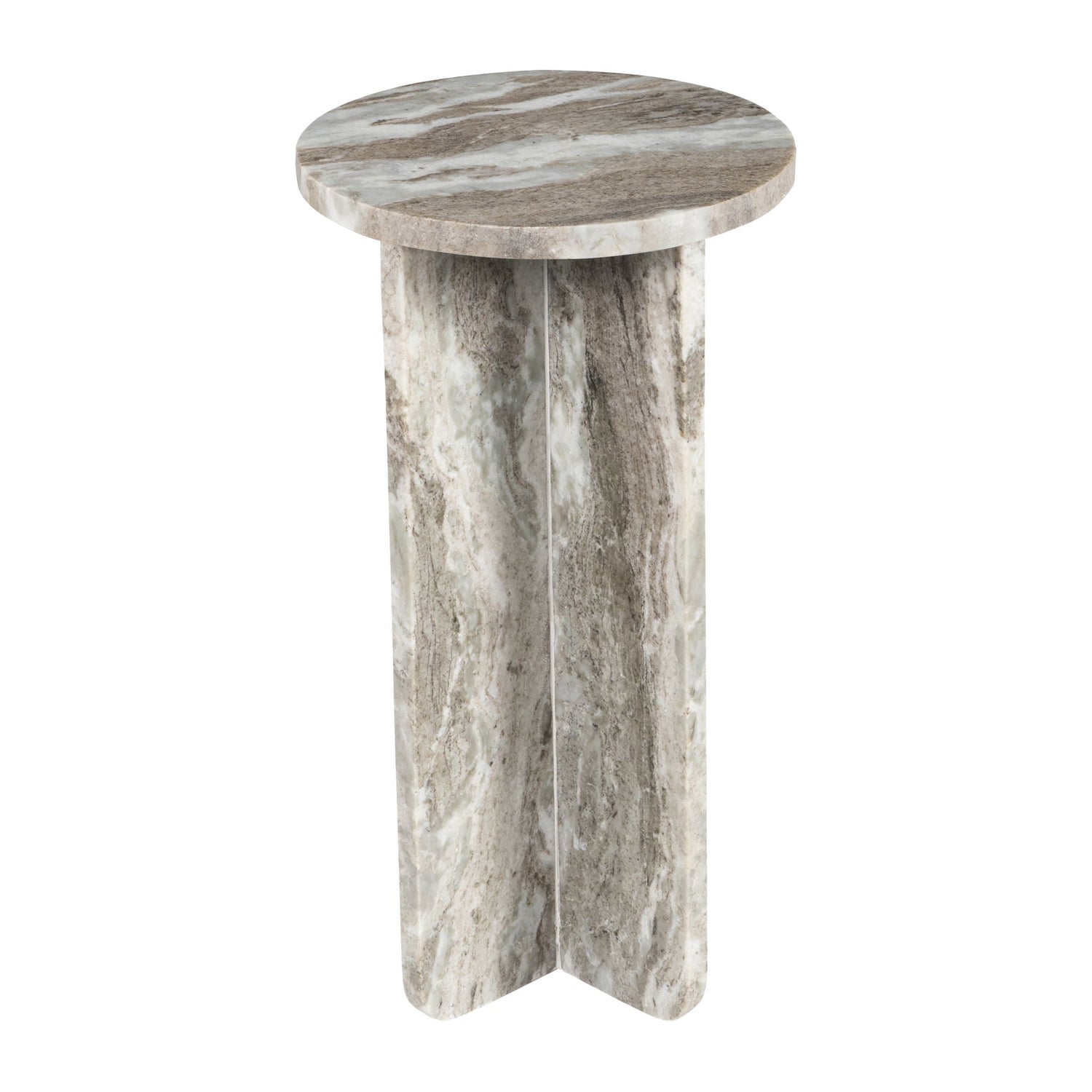 22" Belliso Large Rounded Marble Table - Brown