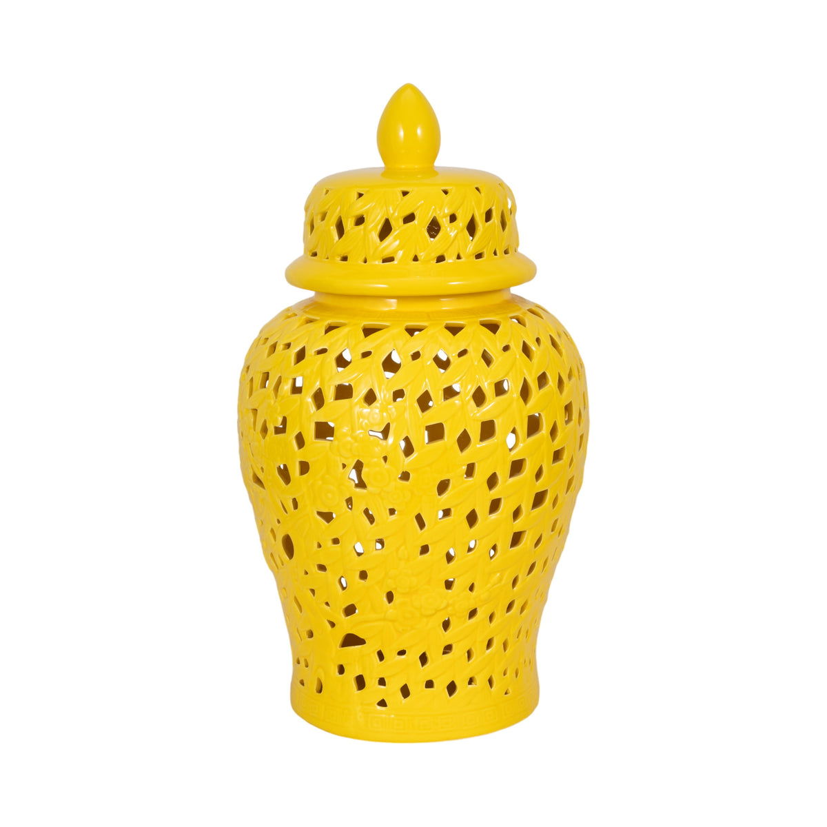 Pierced Temple Jar 24" - Yellow