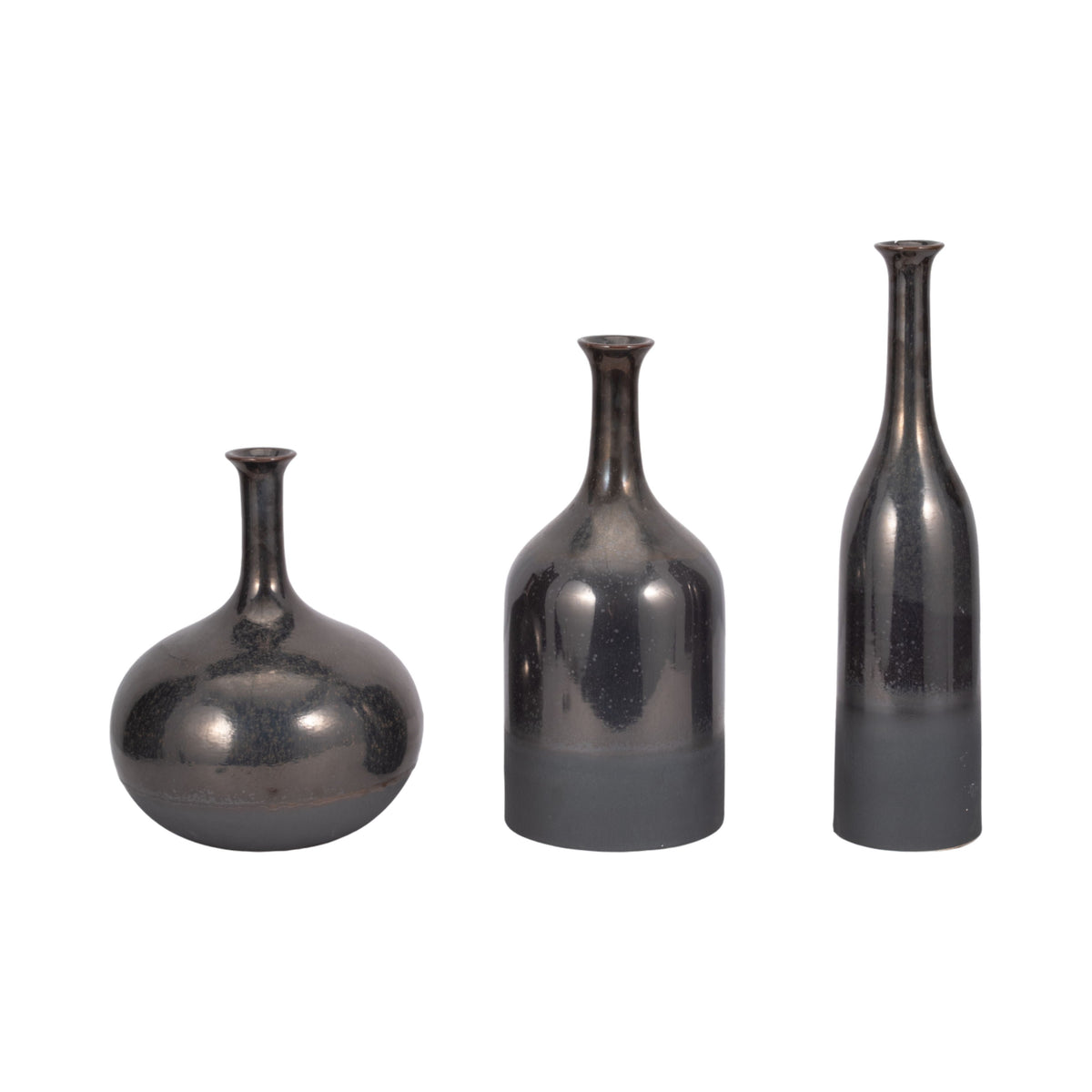 12" / 15" / 18" Padmini Ceramic Vases (Set of 3) - Bronze
