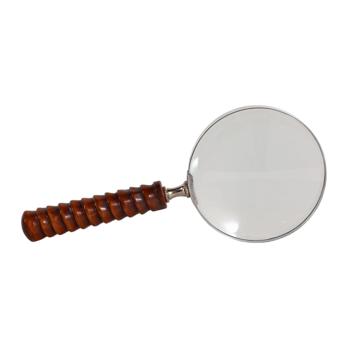 9" x 4" Ridged Handle Magnifying Glass - Brown