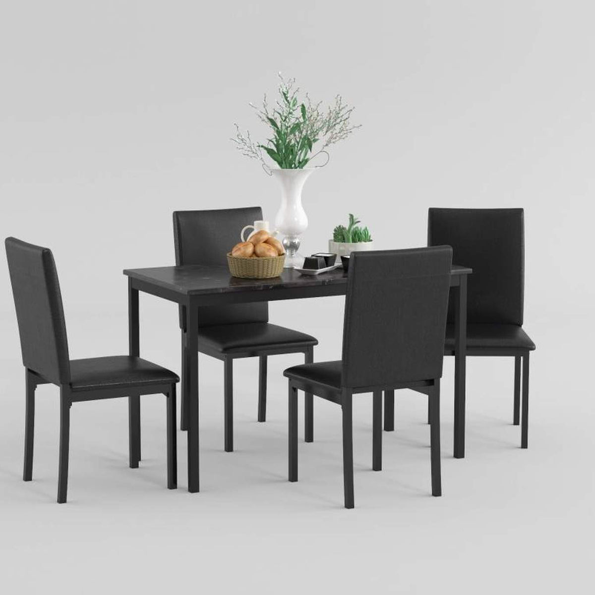 2601BK-48 Tempe Dining Table, Faux Marble Top