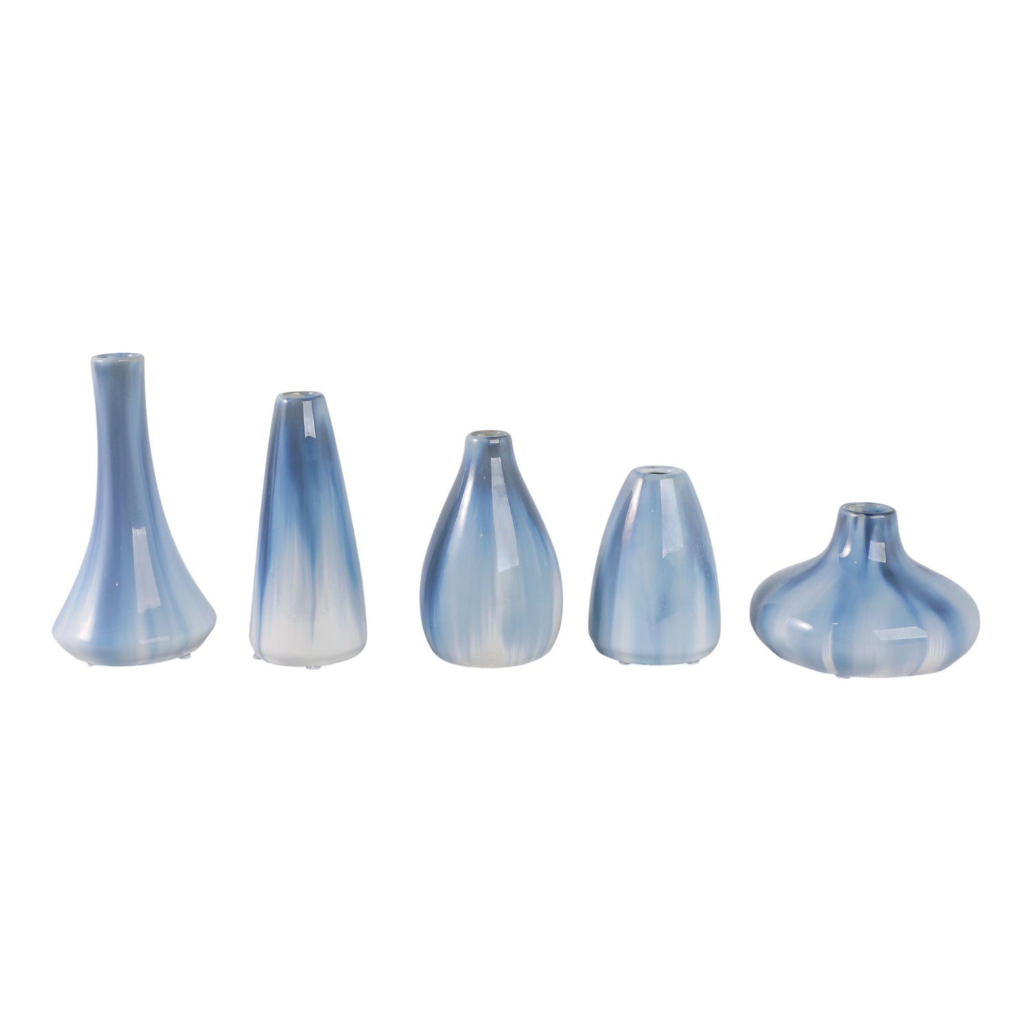 4" / 5" / 6" / 7" / 8" Newport Ceramic Vases (Set of 5) - Blue