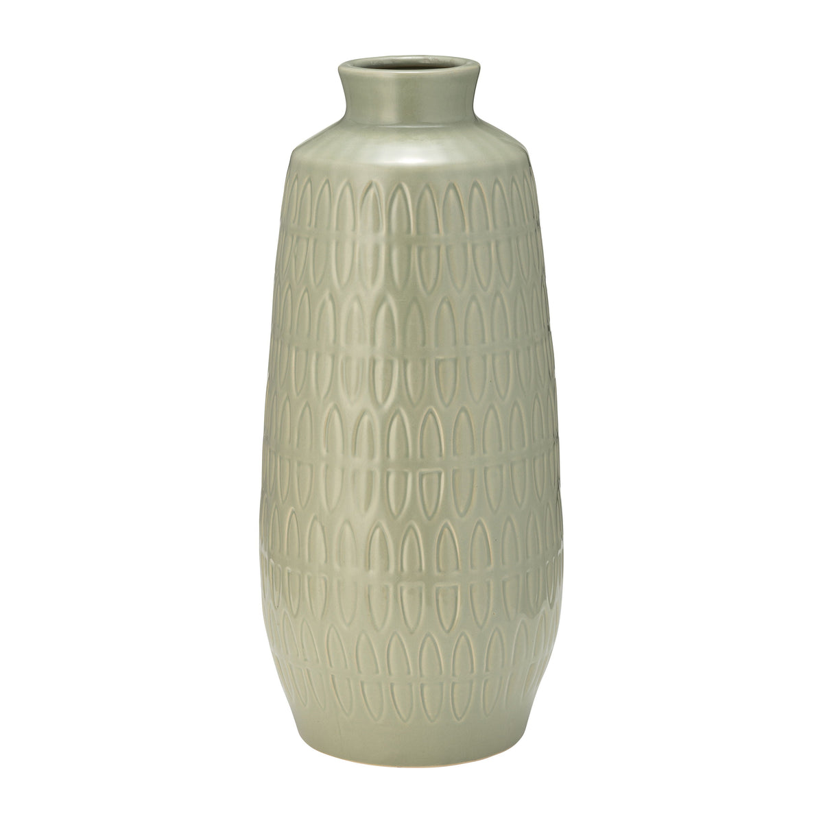 Ceramic Carved Vase 15" - Cucumber