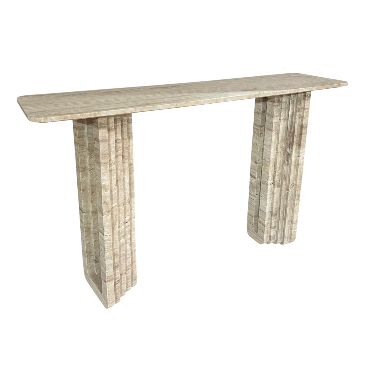 Canape Travertine Stone Console Table - Gray