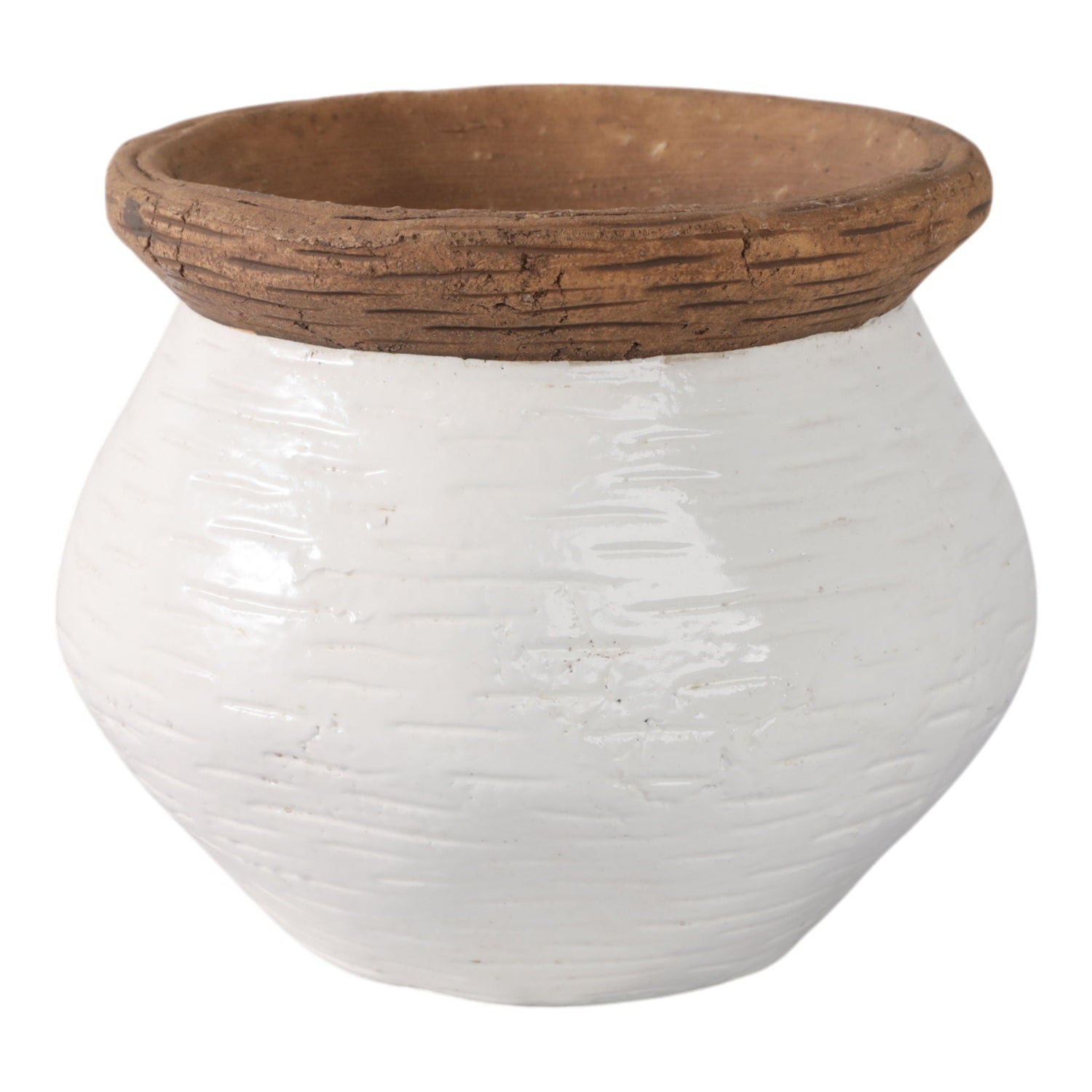 8" x 8" Tapered Urn Planter - White / Tan