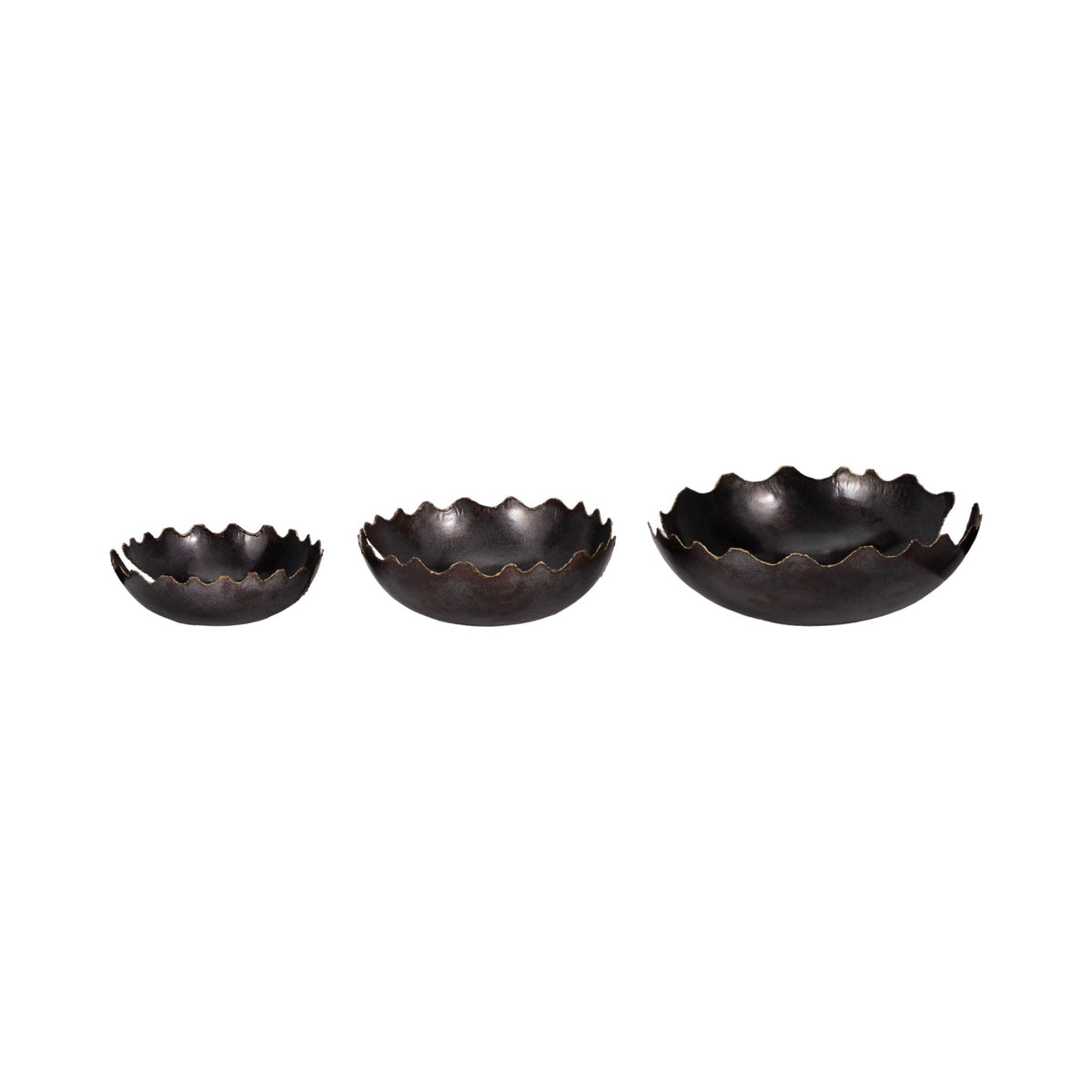 12" / 15" / 18" Metal Chipped Bowls (Set of 3) - Black