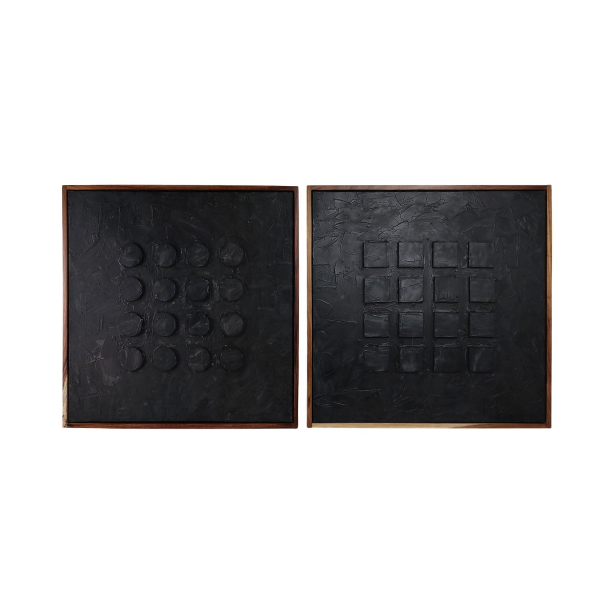 94" x 47" Hand Painted Rnd-Square Block Dimensions (Set of 2) - Black