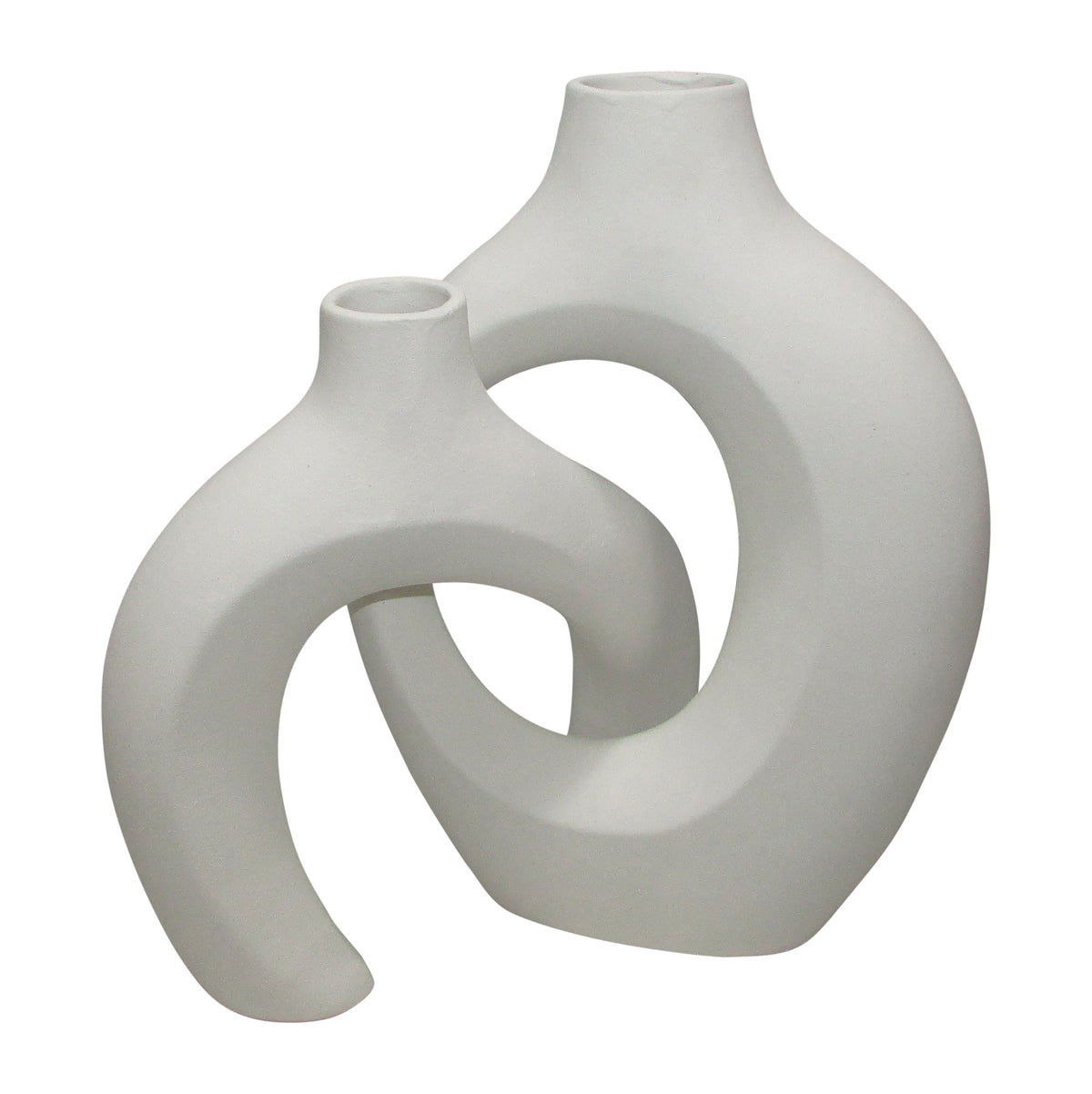 Ceramic 11 / 13" Interlocking Vases (Set of 2) - White