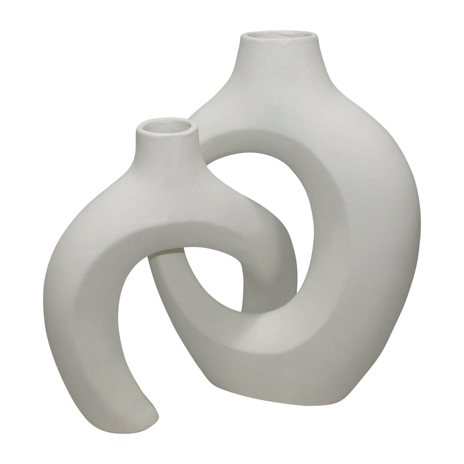 Ceramic 11 / 13" Interlocking Vases (Set of 2) - White