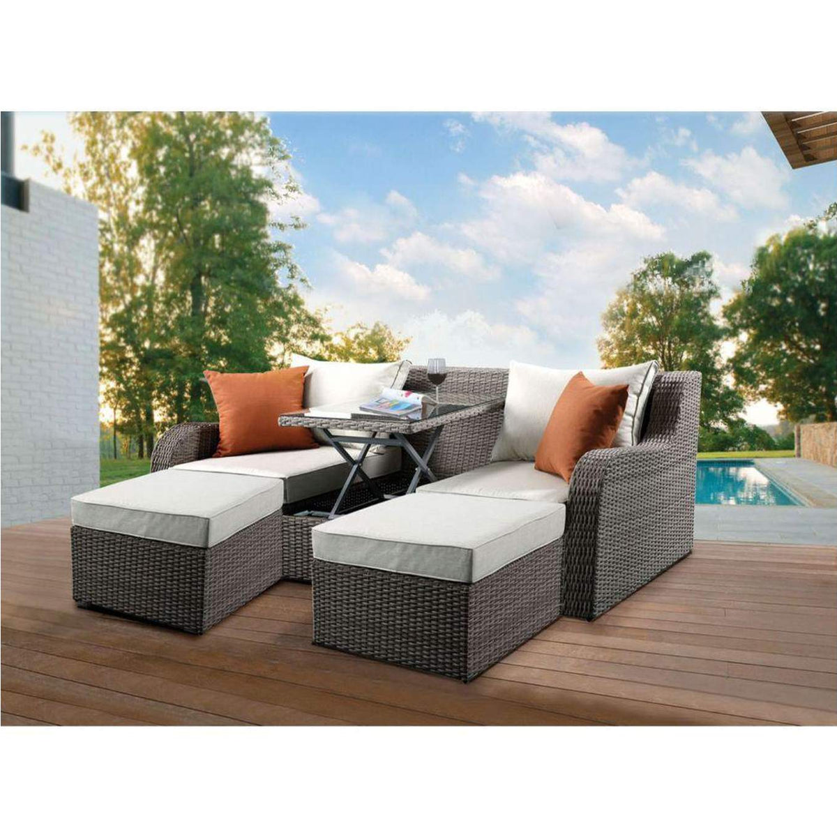 45010 Salena Patio Sofa with 2 Pillows and 2 Ottomans