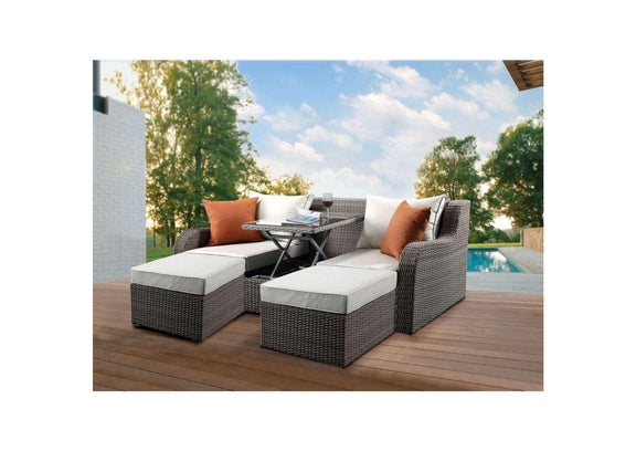 45010 Salena Patio Sofa with 2 Pillows and 2 Ottomans