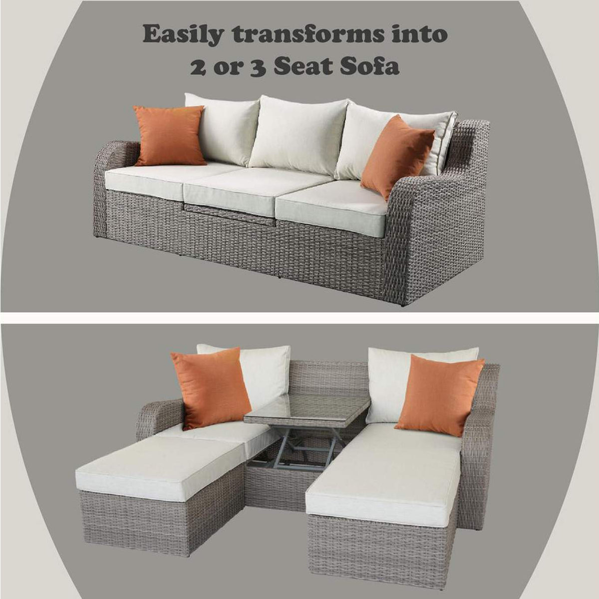 45010 Salena Patio Sofa with 2 Pillows and 2 Ottomans