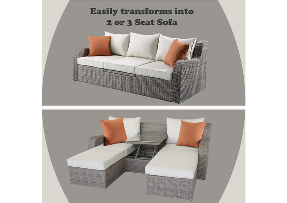 45010 Salena Patio Sofa with 2 Pillows and 2 Ottomans